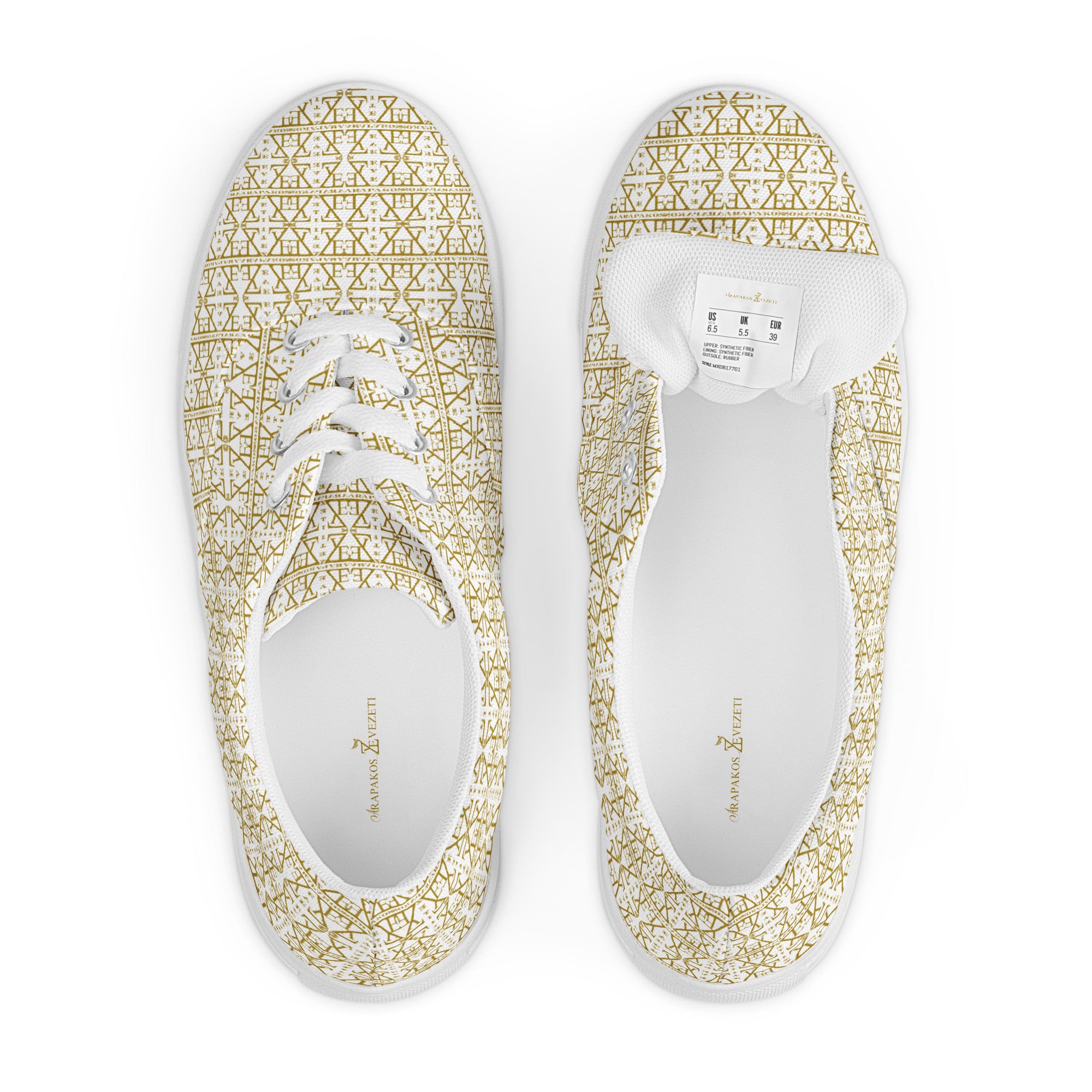 White Women's Lace-Up Shoes Waterproof Canvas with Anatomical Sole