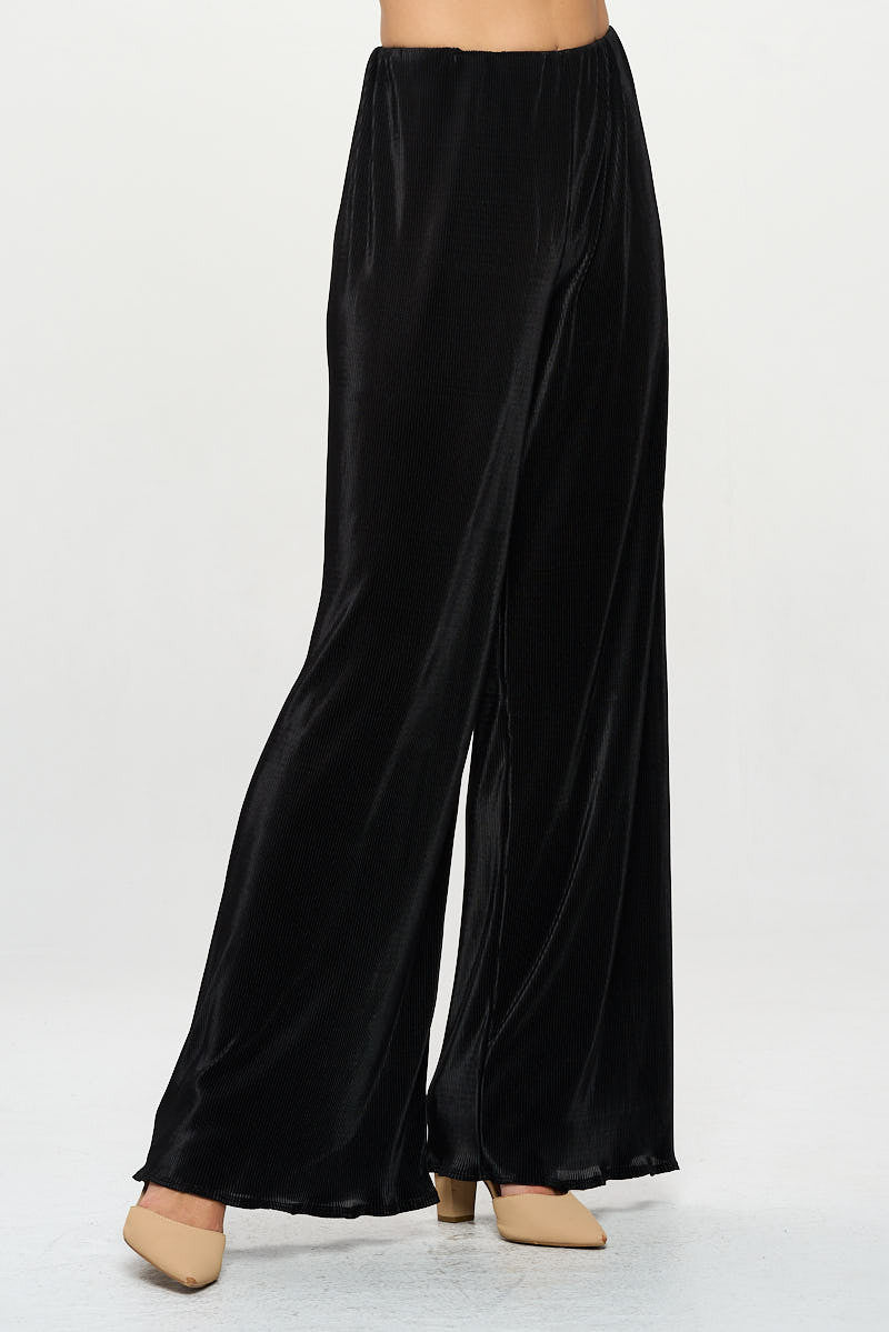 Vibrant Plisse Lined Straight Pants