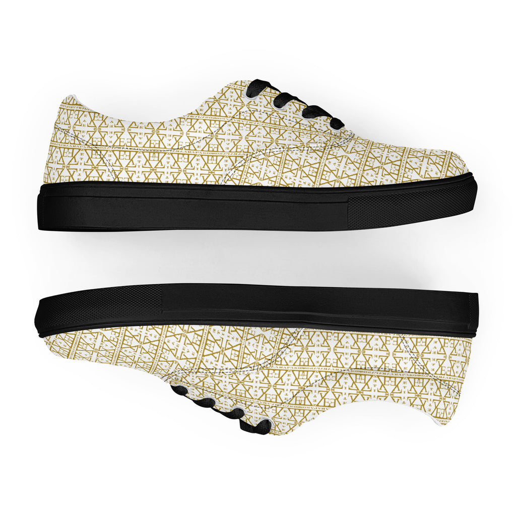 White Women's Lace-Up Shoes Waterproof Canvas with Anatomical Sole