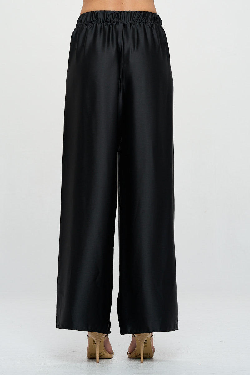 Stretch Satin Pants w/ Elastic Waist