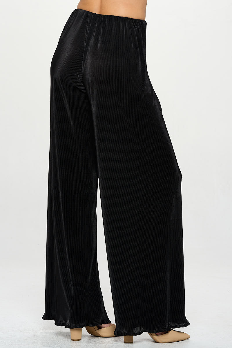 Vibrant Plisse Lined Straight Pants