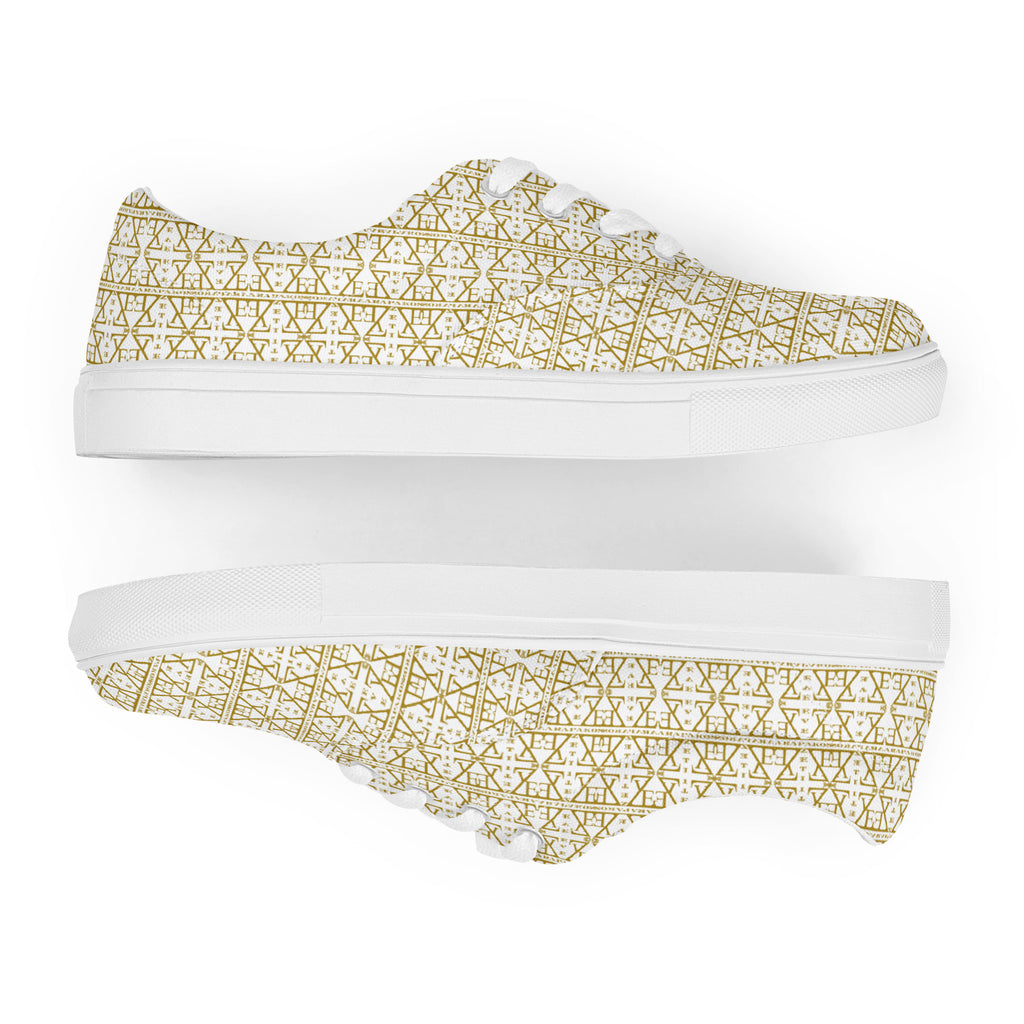 White Women's Lace-Up Shoes Waterproof Canvas with Anatomical Sole