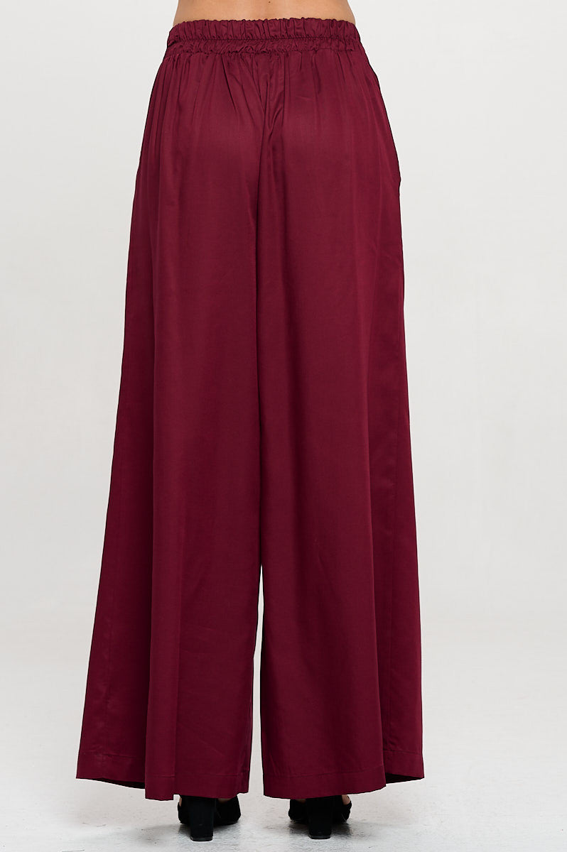 Tencel Solid Wide Leg Pants with Pockets