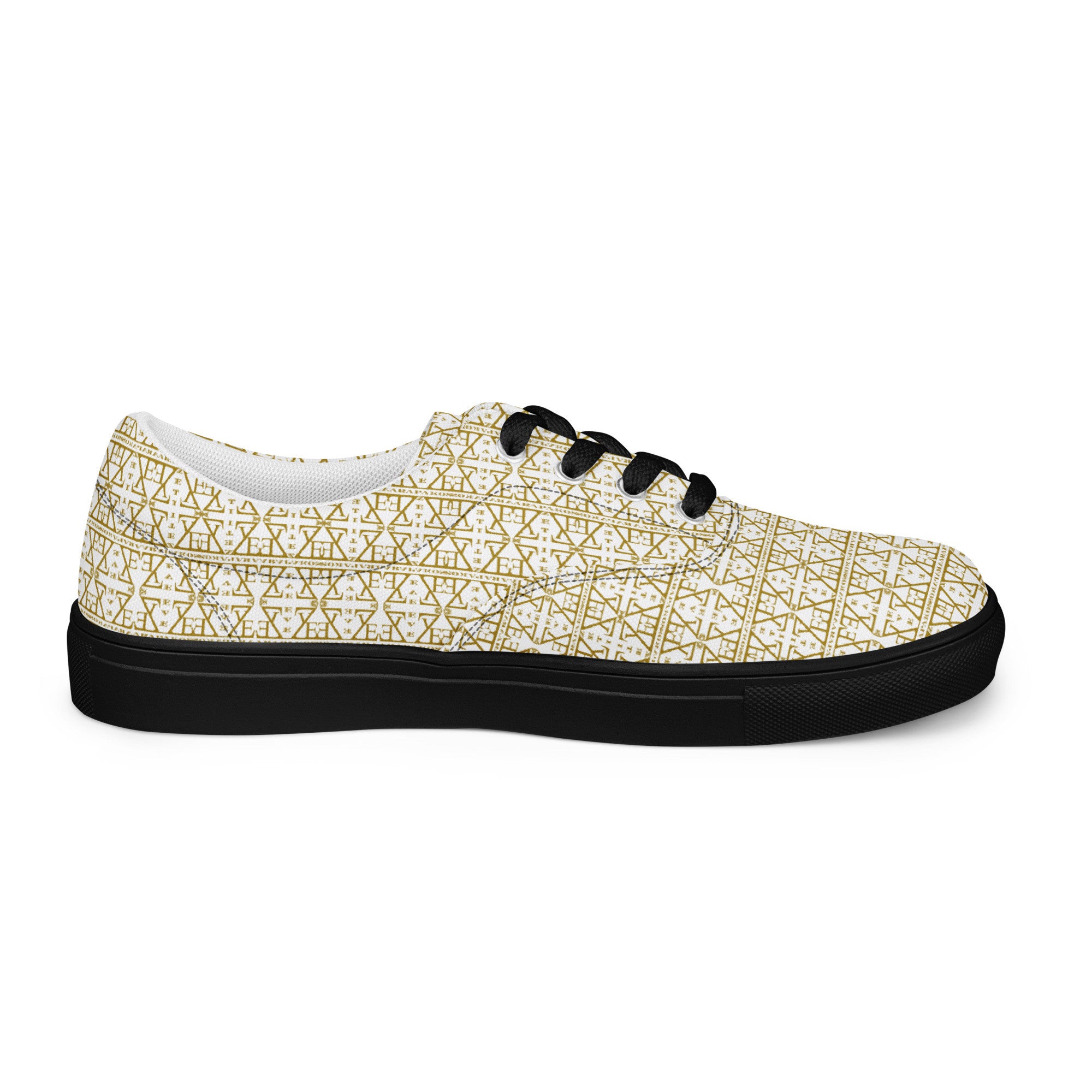 White Women's Lace-Up Shoes Waterproof Canvas with Anatomical Sole