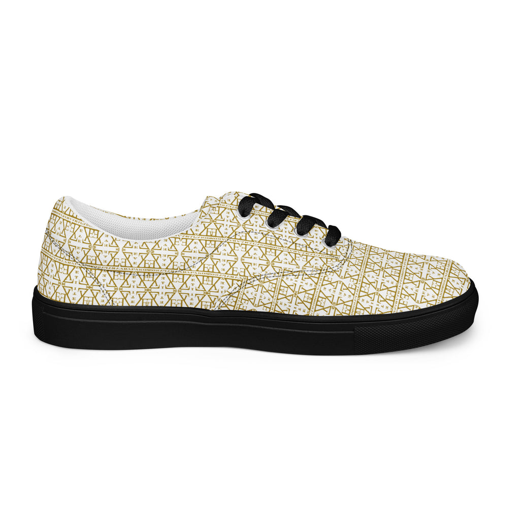 White Women's Lace-Up Shoes Waterproof Canvas with Anatomical Sole