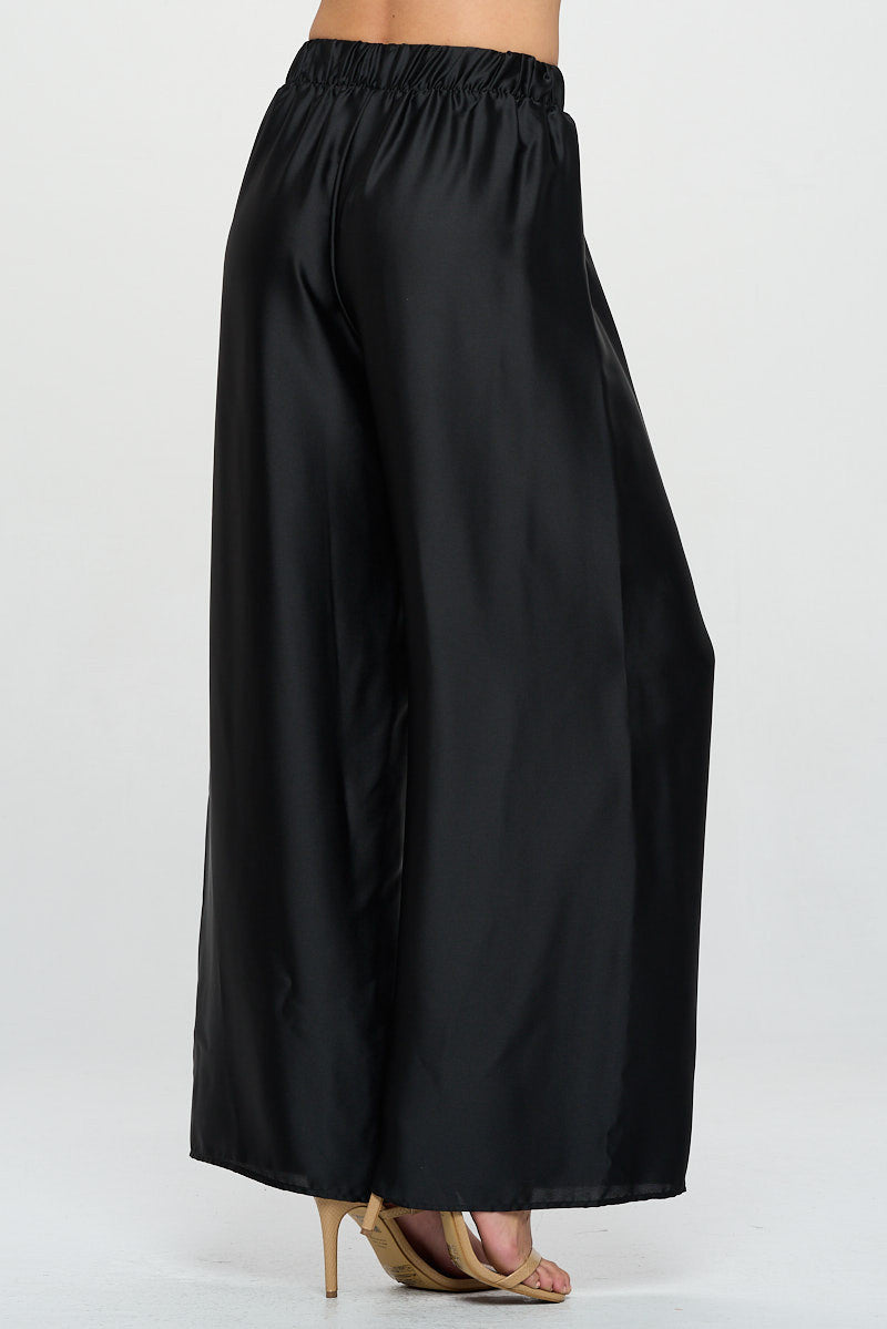Stretch Satin Pants w/ Elastic Waist