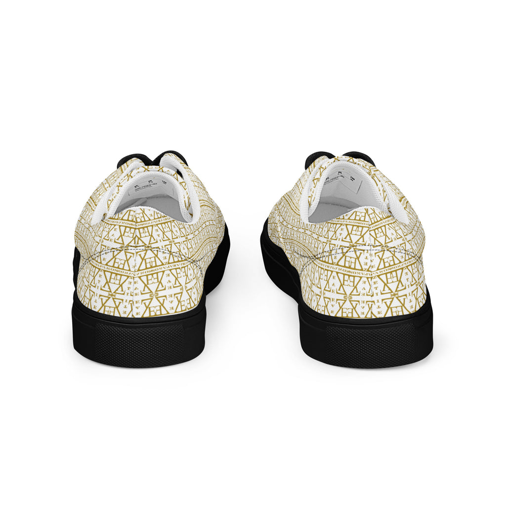 White Women's Lace-Up Shoes Waterproof Canvas with Anatomical Sole