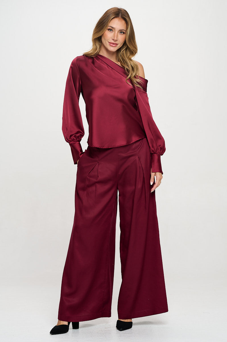 Tencel Solid Wide Leg Pants with Pockets