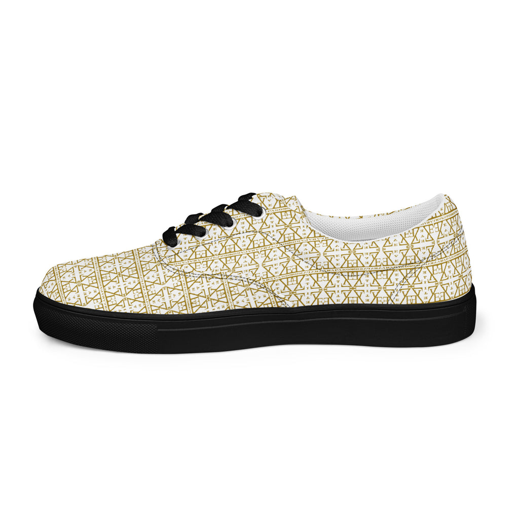 White Women's Lace-Up Shoes Waterproof Canvas with Anatomical Sole