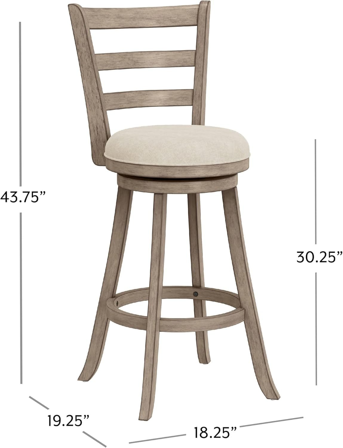 Laymon Modern Wood Bar Height Swivel Stool, Gray Brown-2