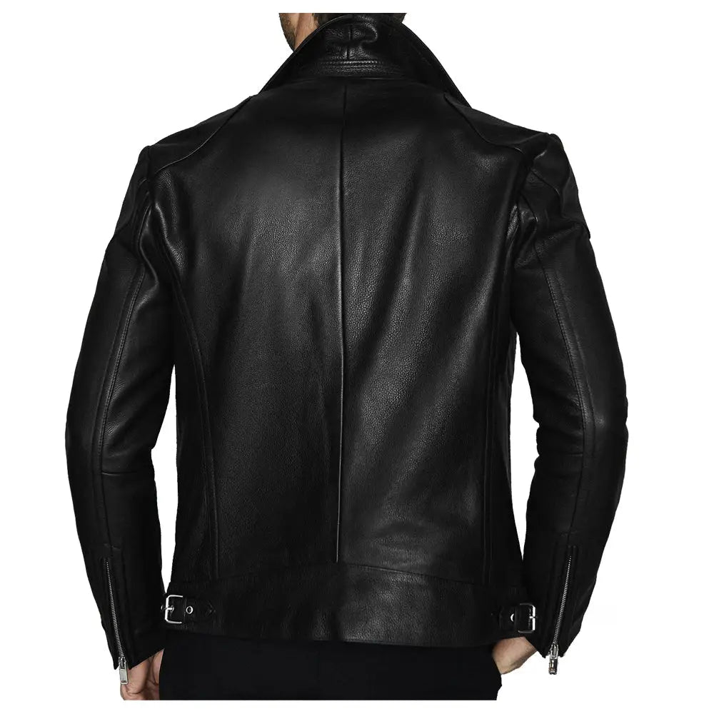 Men's Fashion Biker Jacket with Three Zippered Pockets
