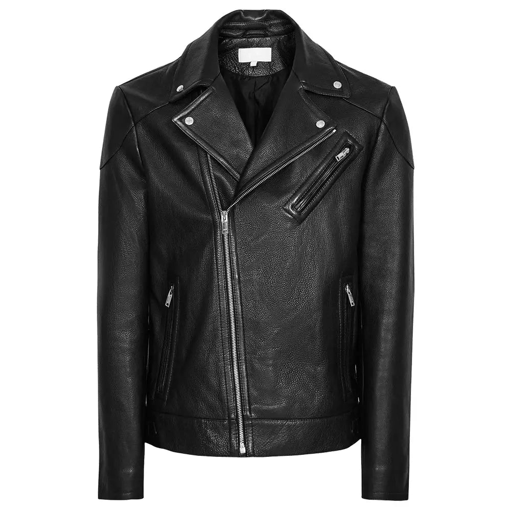 Men's Fashion Biker Jacket with Three Zippered Pockets