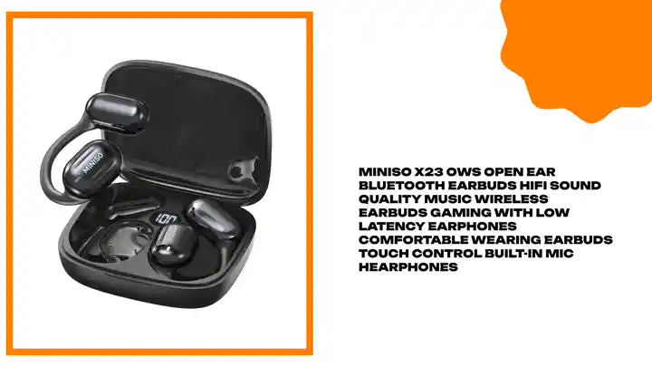 MINISO X23 OWS Open Ear Bluetooth Earbuds HiFi Sound Quality Music Wireless Earbuds Gaming with Low Latency Earphones Comfortable Wearing Earbuds Touch Control Built-in Mic Hearphones by@Outfy