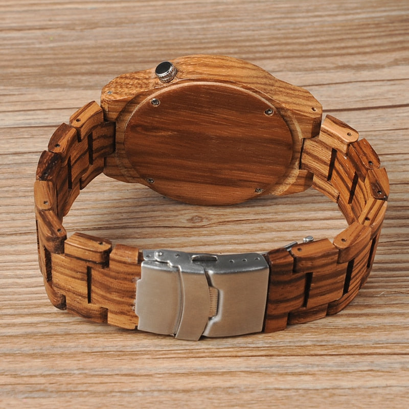 Wooden Watchs  Wood Wrist Watches Natural Calendar Display Bangle Gift Relogio Ships From United States