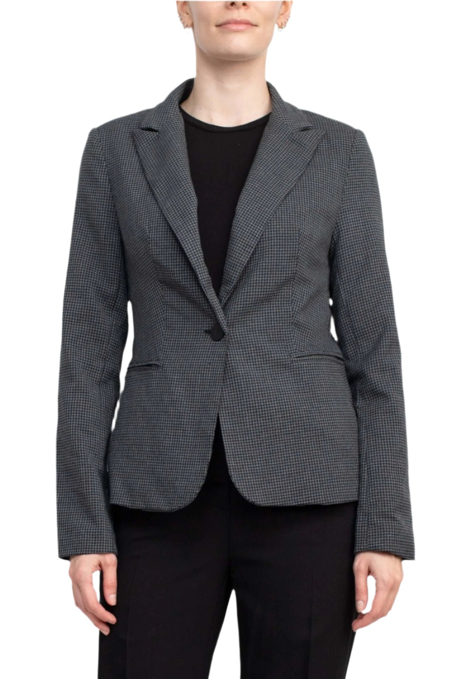 Premise Notched Collar One Button Knit Blazer