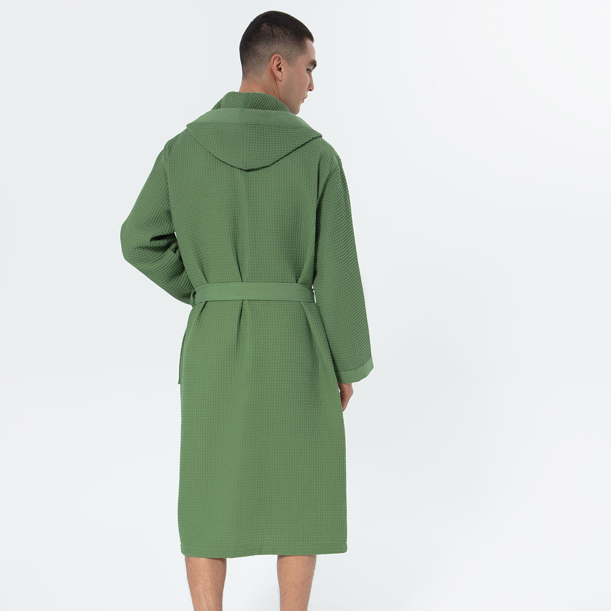 Men's Hooded Turkish Cotton Waffle Robe