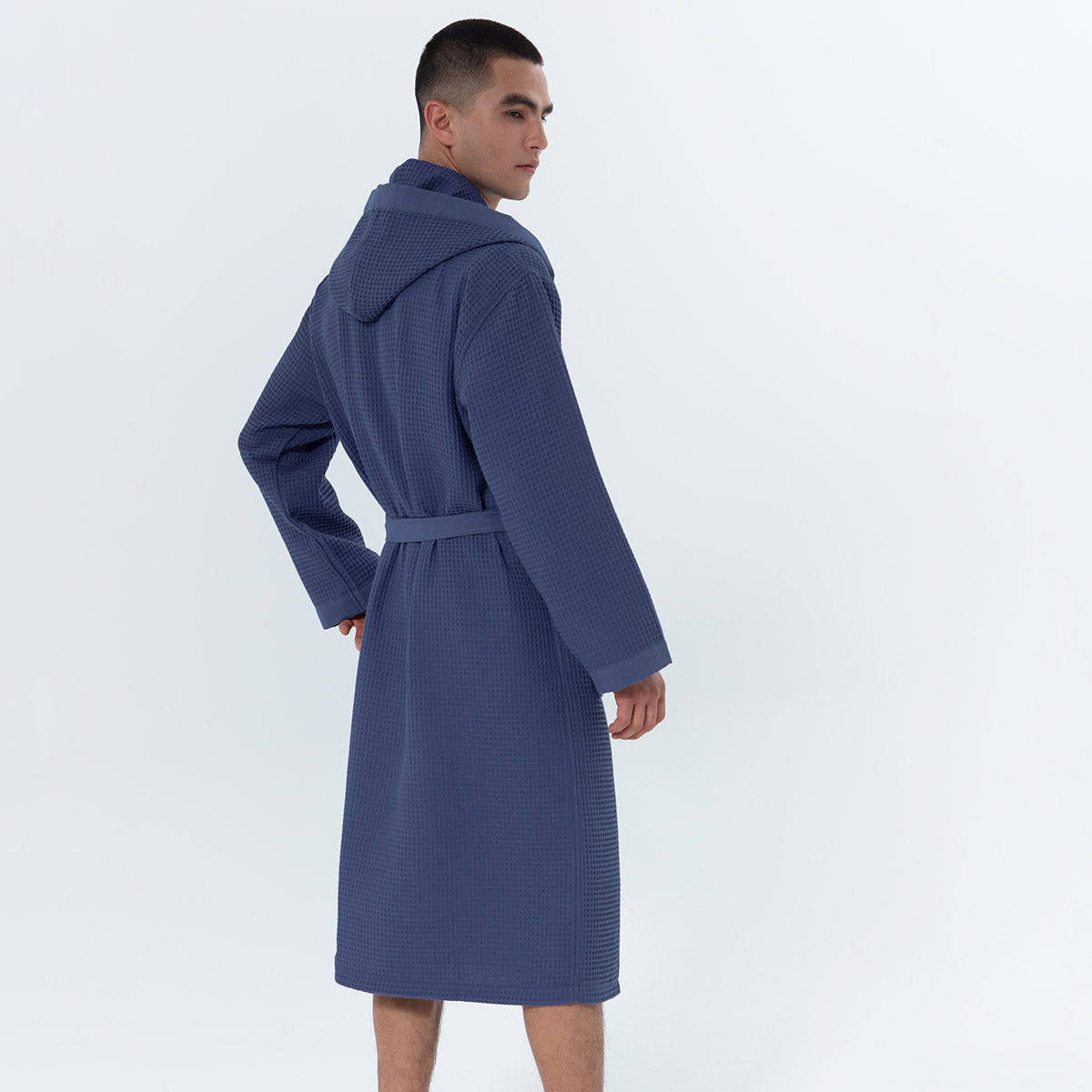 Men's Hooded Turkish Cotton Waffle Robe