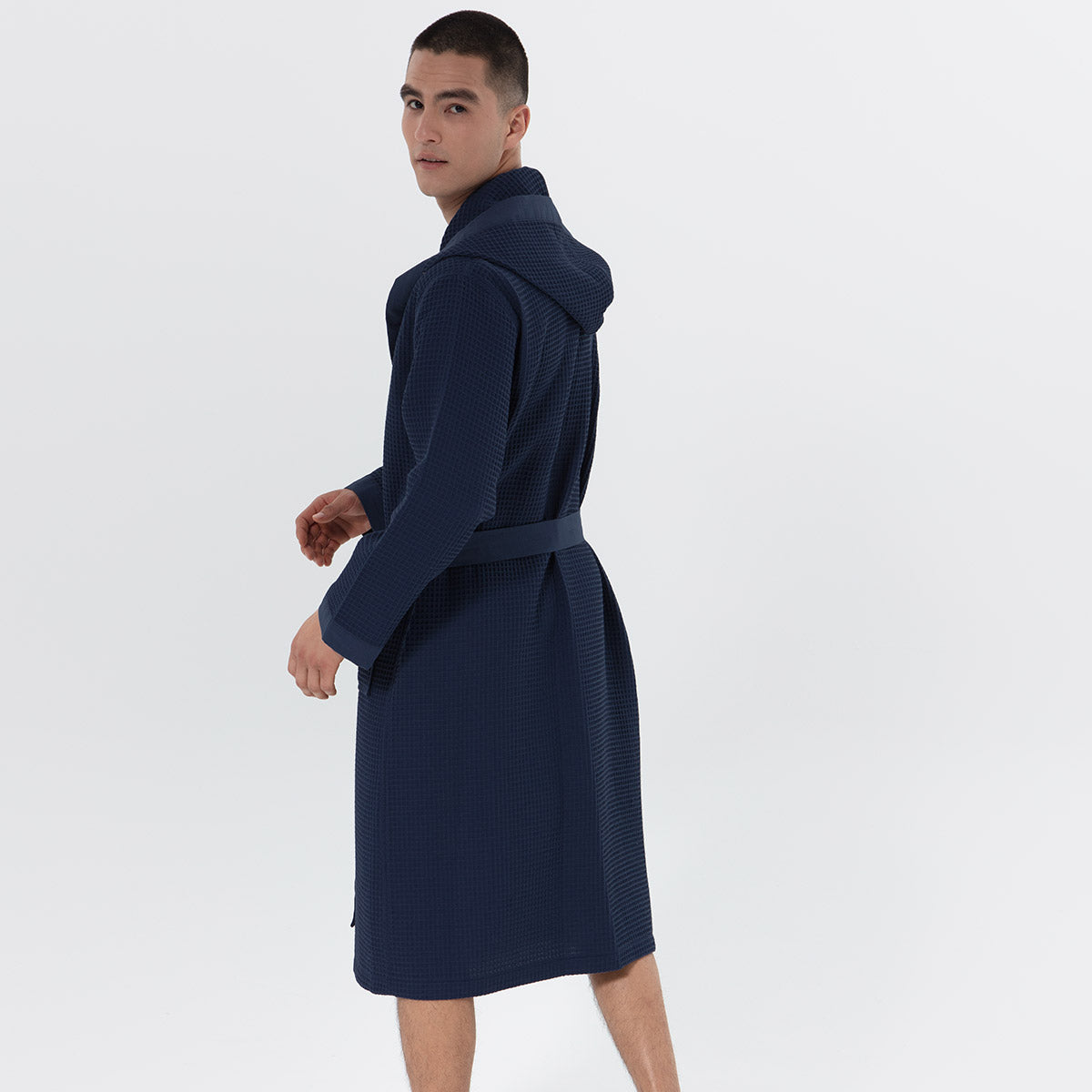 Men's Hooded Turkish Cotton Waffle Robe