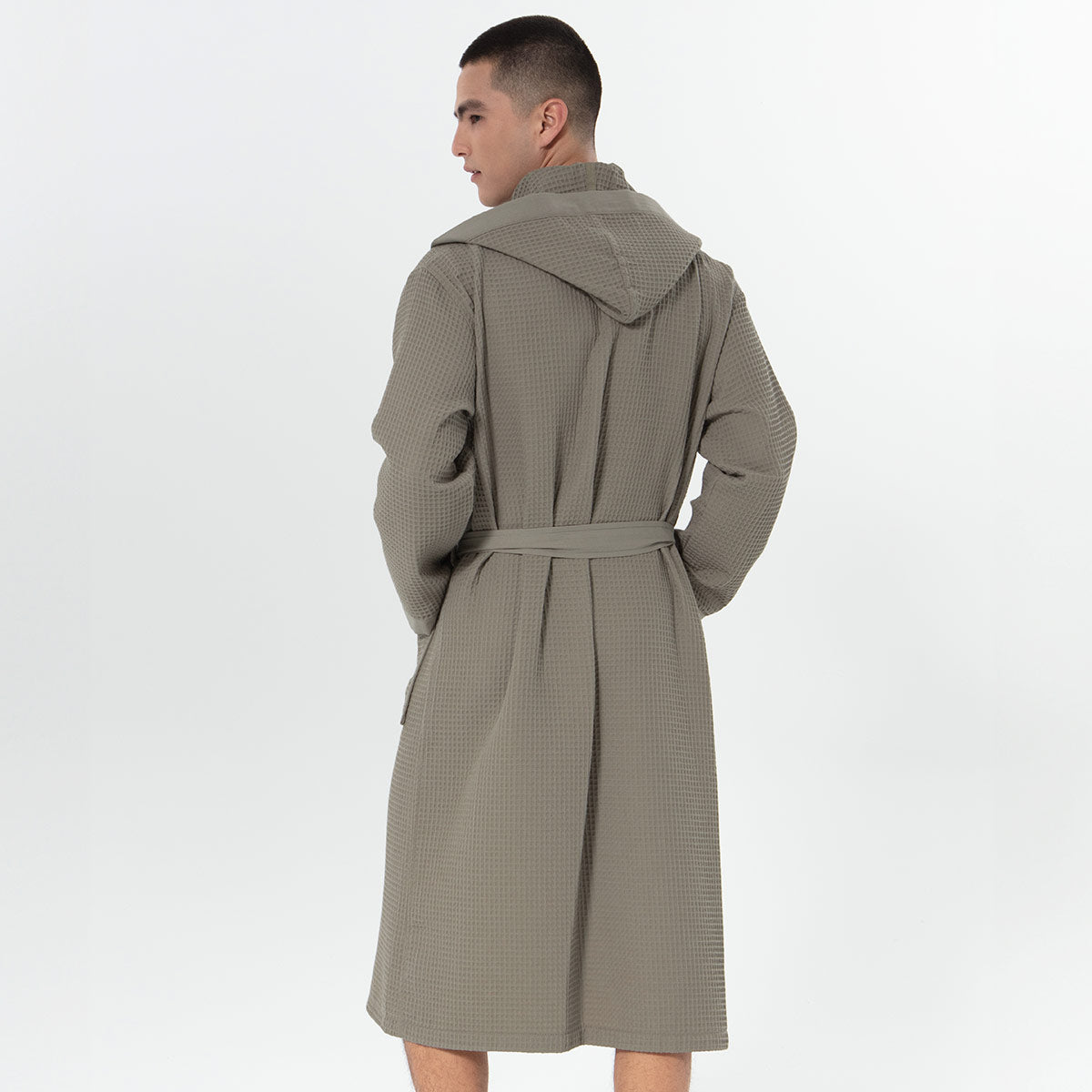Men's Hooded Turkish Cotton Waffle Robe