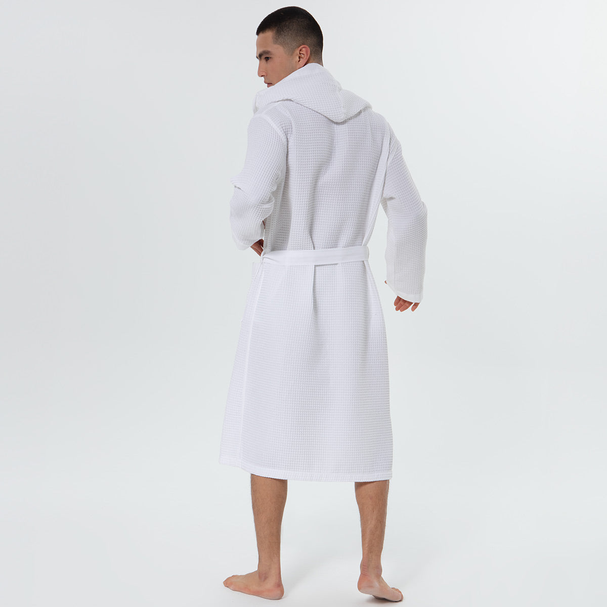 Men's Hooded Turkish Cotton Waffle Robe