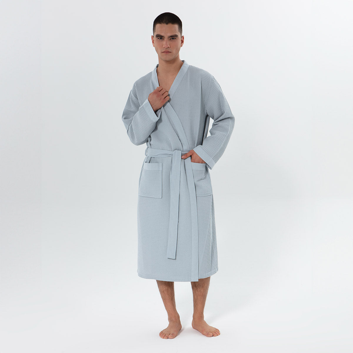 Men's Lightweight Kimono Waffle Spa Robe
