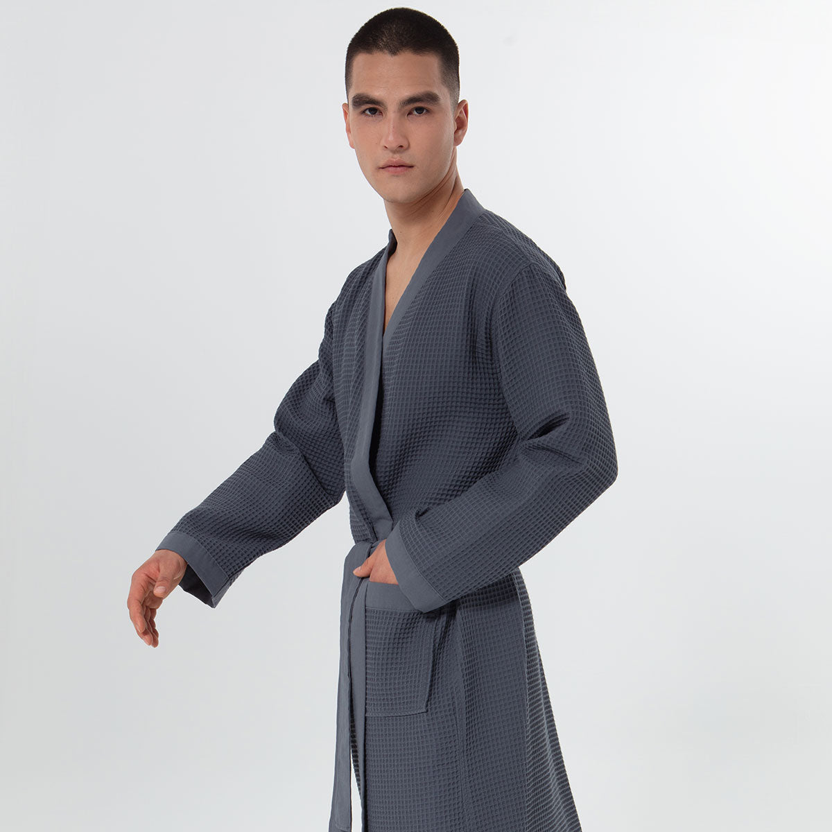 Men's Lightweight Kimono Waffle Spa Robe
