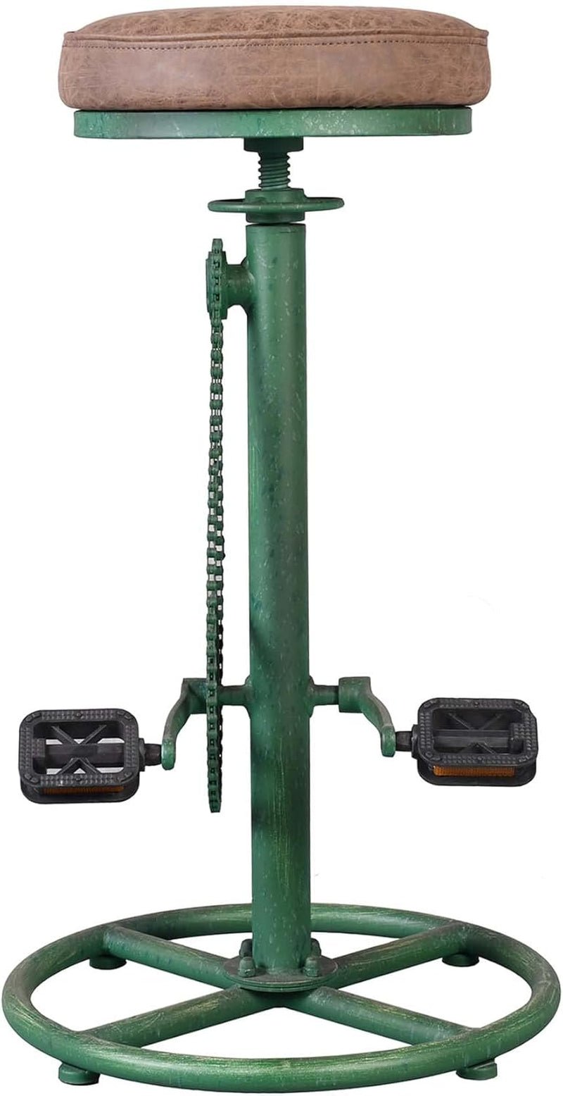 Vintage DIY Bar Stool Bicycle Chain Iron Pedal Retro Industrial Height Adjustable Bicycle Wheel Design Bar Chair Set of 2 Antique Green-3