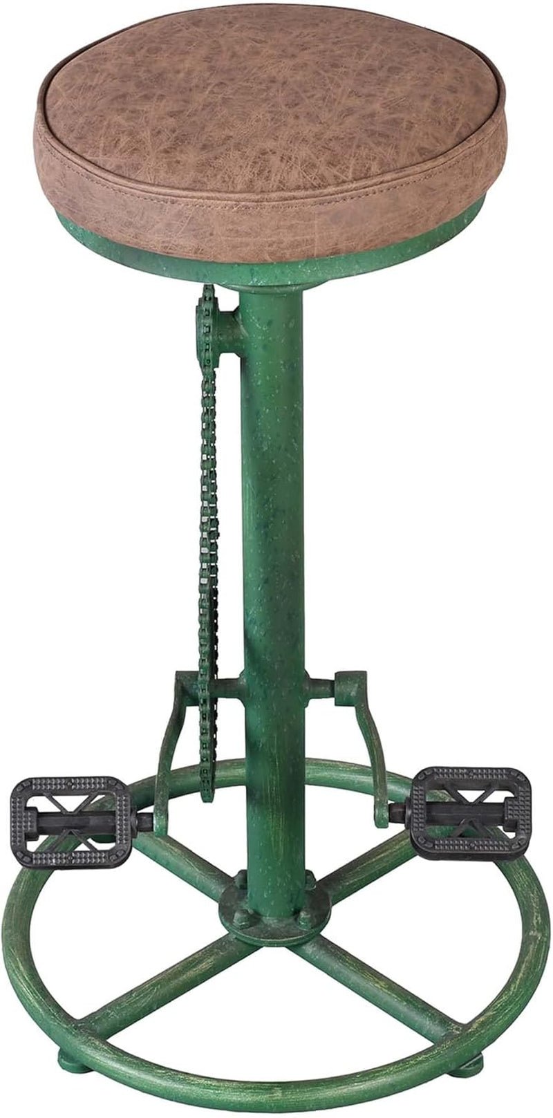 Vintage DIY Bar Stool Bicycle Chain Iron Pedal Retro Industrial Height Adjustable Bicycle Wheel Design Bar Chair Set of 2 Antique Green-4