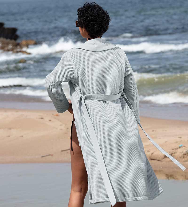 Women’s Lightweight Waffle Spa Robe with Shawl Collar