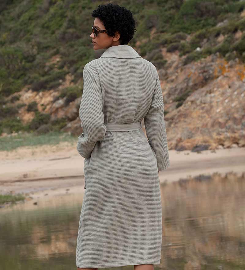 Women’s Lightweight Waffle Spa Robe with Shawl Collar