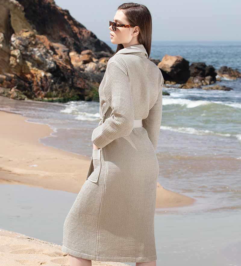 Women’s Lightweight Waffle Spa Robe with Shawl Collar