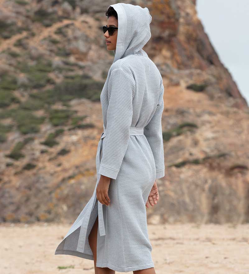Women’s Turkish Cotton Waffle Hooded Robe