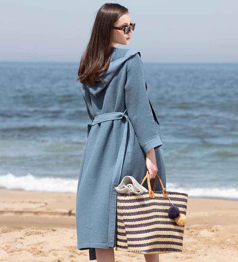 Women’s Turkish Cotton Waffle Hooded Robe