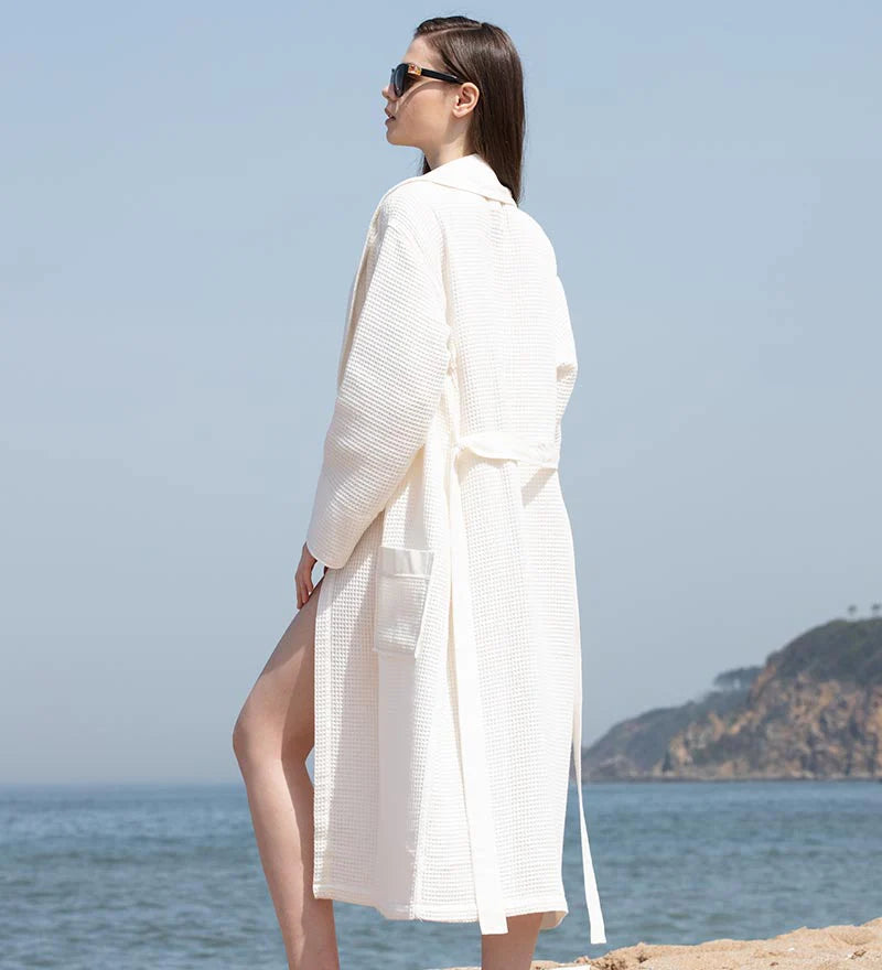 Women’s Lightweight Waffle Spa Robe with Shawl Collar