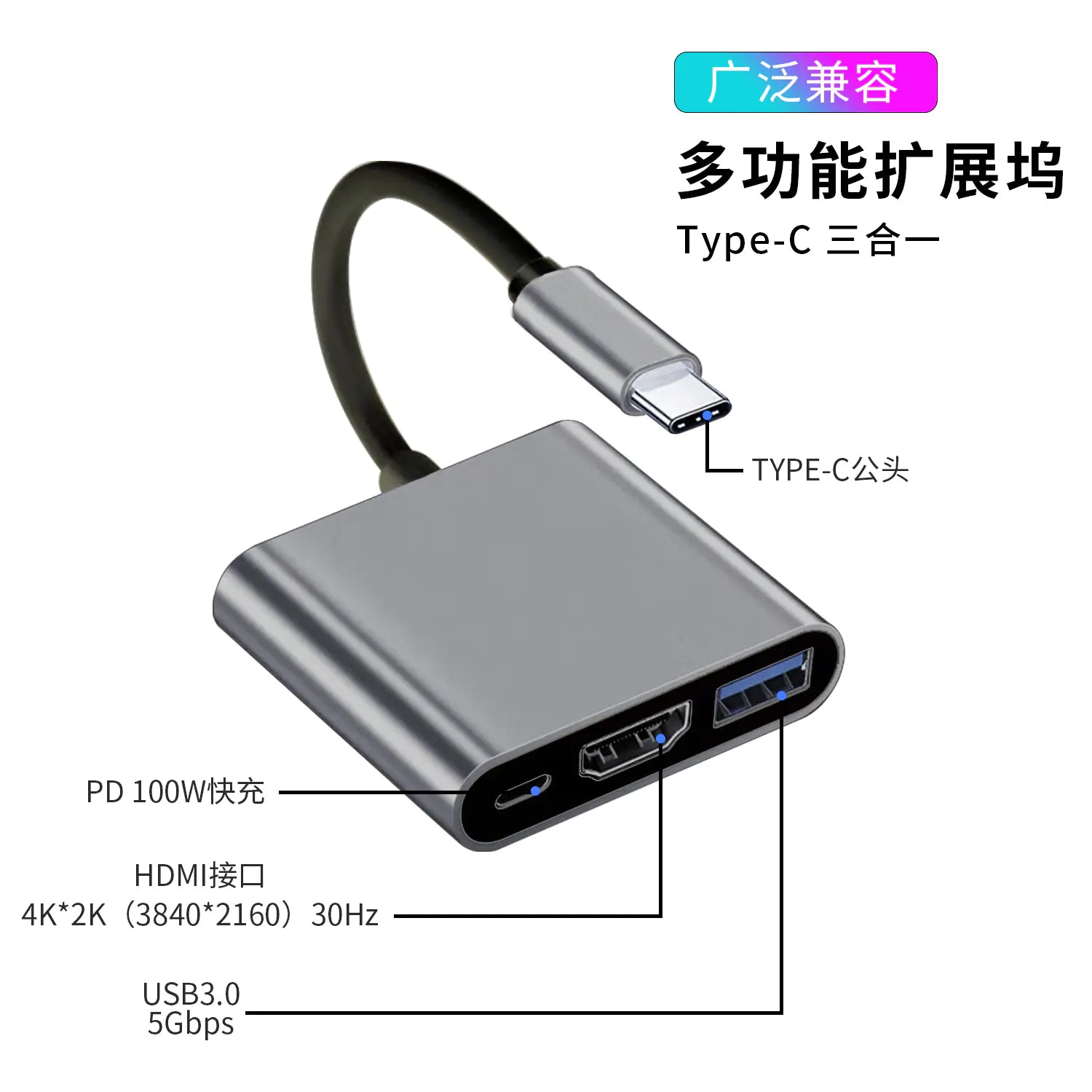 4-in-1 USB 3.0 Type-C Hub for Laptops
